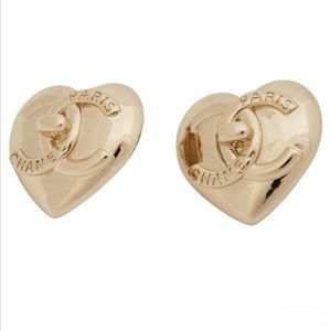 Chanel Heart Turnlock CC Earrings Gold